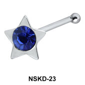 Stone Star Shaped Silver Bone Nose Stud NSKD-23